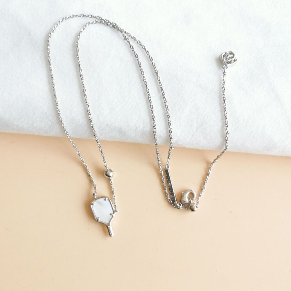 NEW Kendra Scott Pickleball Silver Ivory Mother-of-Pearl Necklace - Picture 4 of 4